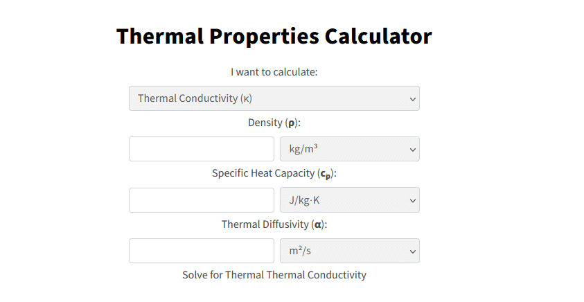 Thermal Properties Calculator