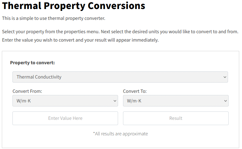 Thermal Property Conversions